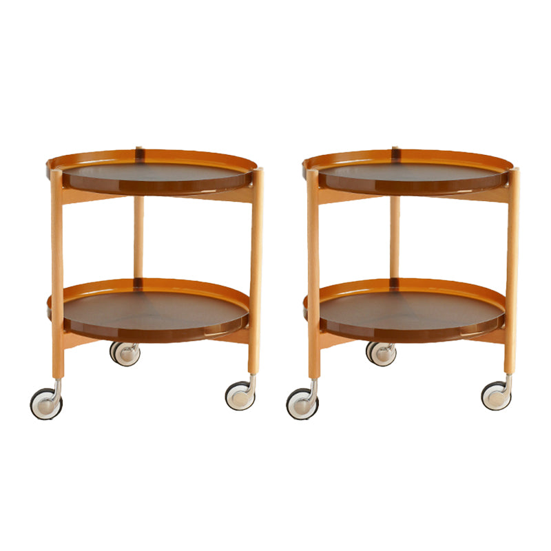 Dia 22.2" Round Side Table Modern Tray Top End Table with Casters