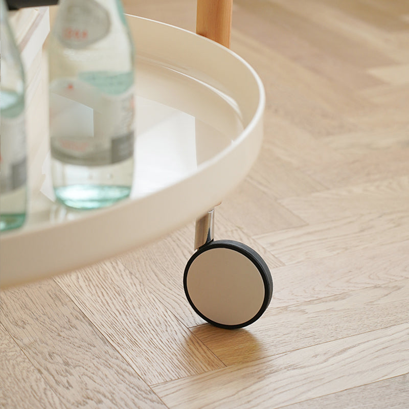 Dia 22.2" Round Side Table Modern Tray Top End Table with Casters