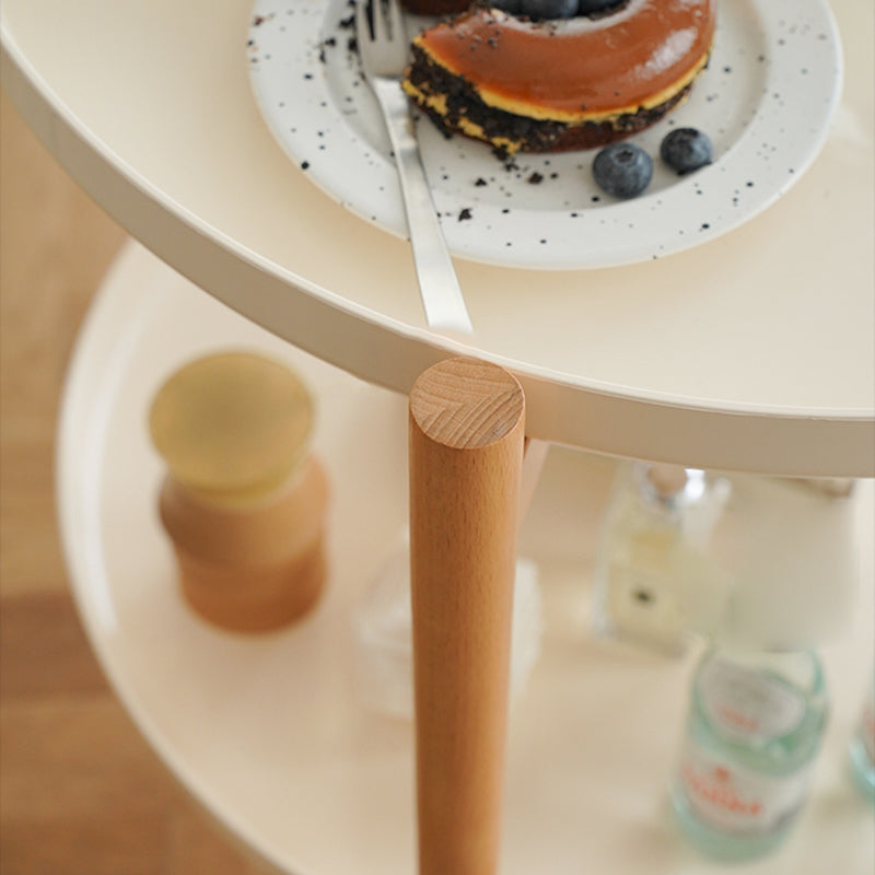 Dia 22.2" Round Side Table Modern Tray Top End Table with Casters