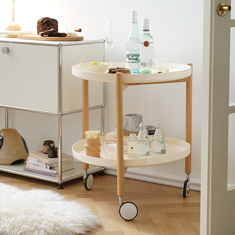 Dia 22.2" Round Side Table Modern Tray Top End Table with Casters