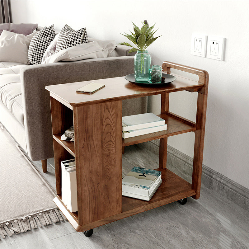Living Room Side End Table Solid Wood with Storage Rectangular Corner Table