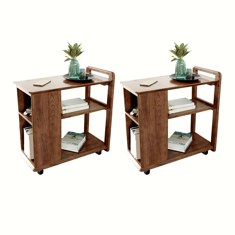 Living Room Side End Table Solid Wood with Storage Rectangular Corner Table