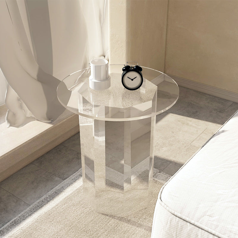 Glam Accent Side Table Living Room Plastic Pedestal Round Corner Table