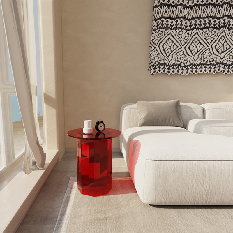 Glam Accent Side Table Living Room Plastic Pedestal Round Corner Table