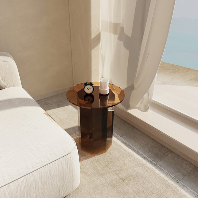 Glam Accent Side Table Living Room Plastic Pedestal Round Corner Table