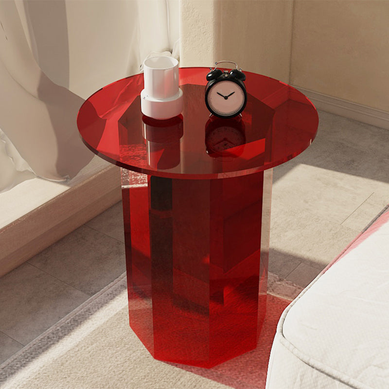 Glam Accent Side Table Living Room Plastic Pedestal Round Corner Table