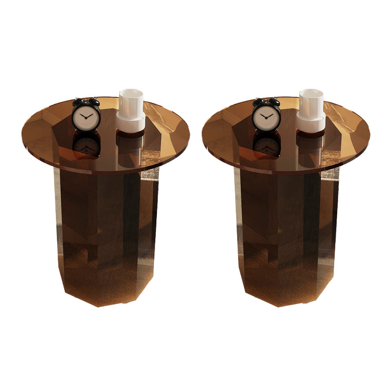 Glam Accent Side Table Living Room Plastic Pedestal Round Corner Table