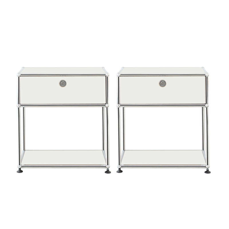 Modernistic End Slide Table Metal with Storage 4 Legs Living Room Corner Table