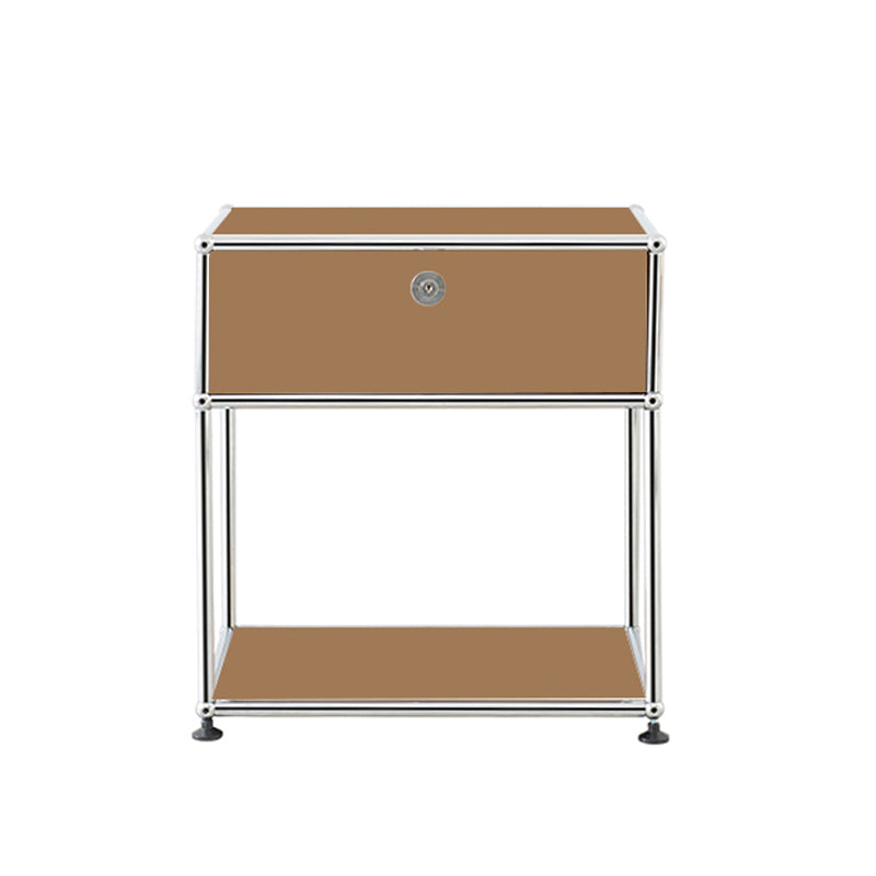 Modernistic End Slide Table Metal with Storage 4 Legs Living Room Corner Table