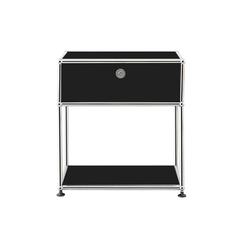 Modernistic End Slide Table Metal with Storage 4 Legs Living Room Corner Table