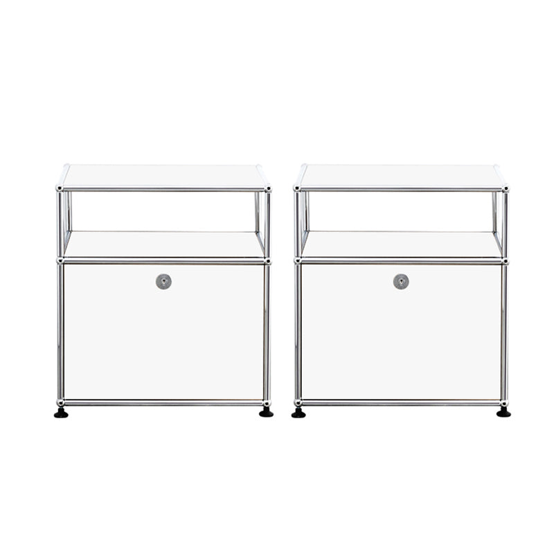 Modernistic End Slide Table Metal with Storage 4 Legs Living Room Corner Table