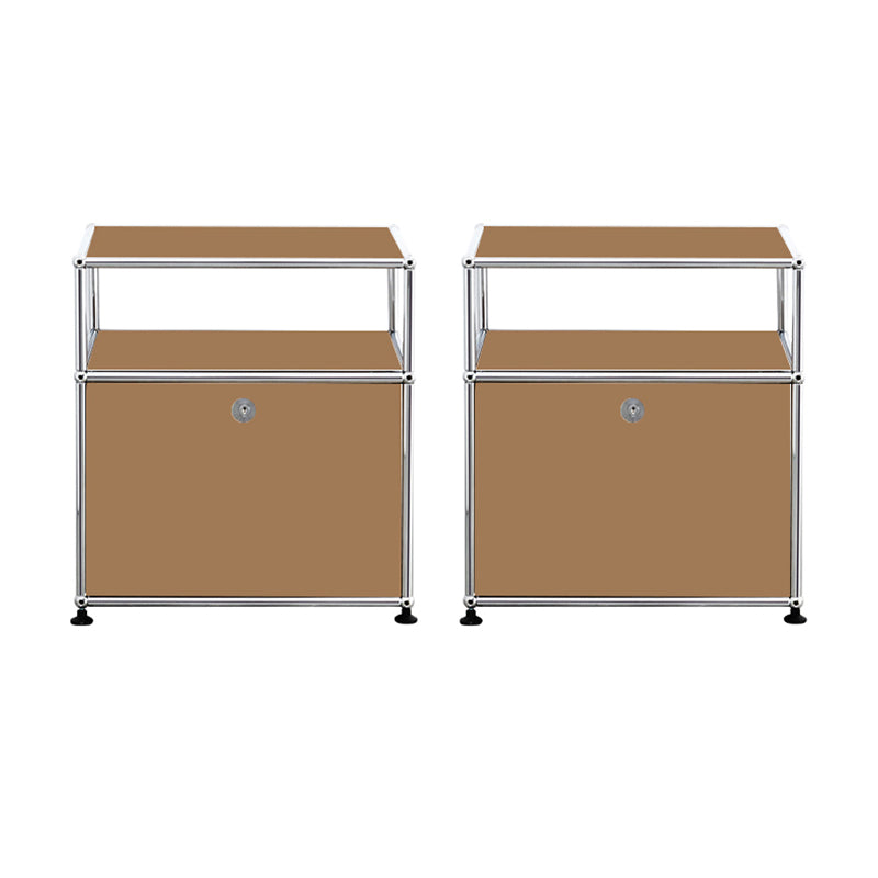 Modernistic End Slide Table Metal with Storage 4 Legs Living Room Corner Table