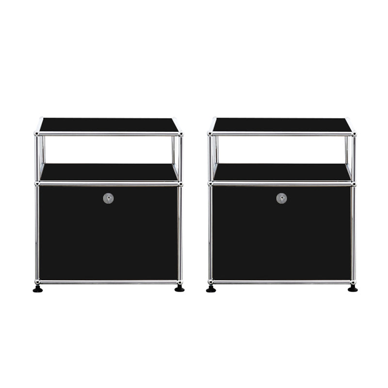 Modernistic End Slide Table Metal with Storage 4 Legs Living Room Corner Table