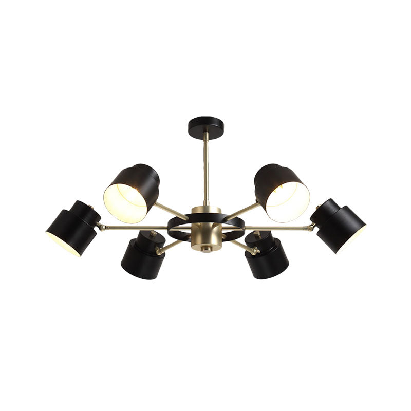 Trommelmetallic Deckenkraut Modernismus 6 Lichter Schwarz/Weiß -Gold -Radialanhänger Licht Kit