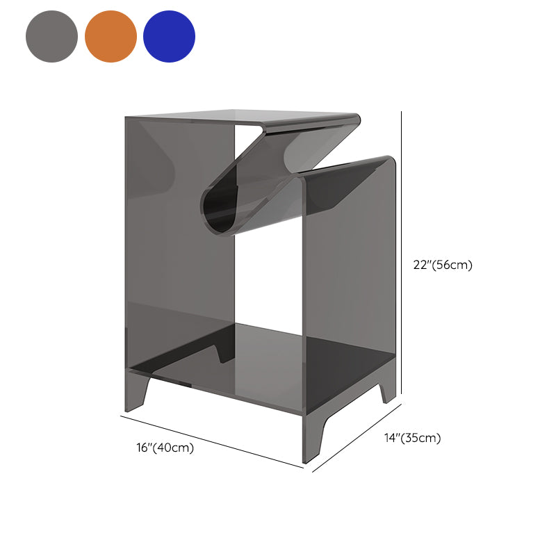 Modernistic Sofa Side Accent Table Plastic 4 Legs Double Tier Rectangular