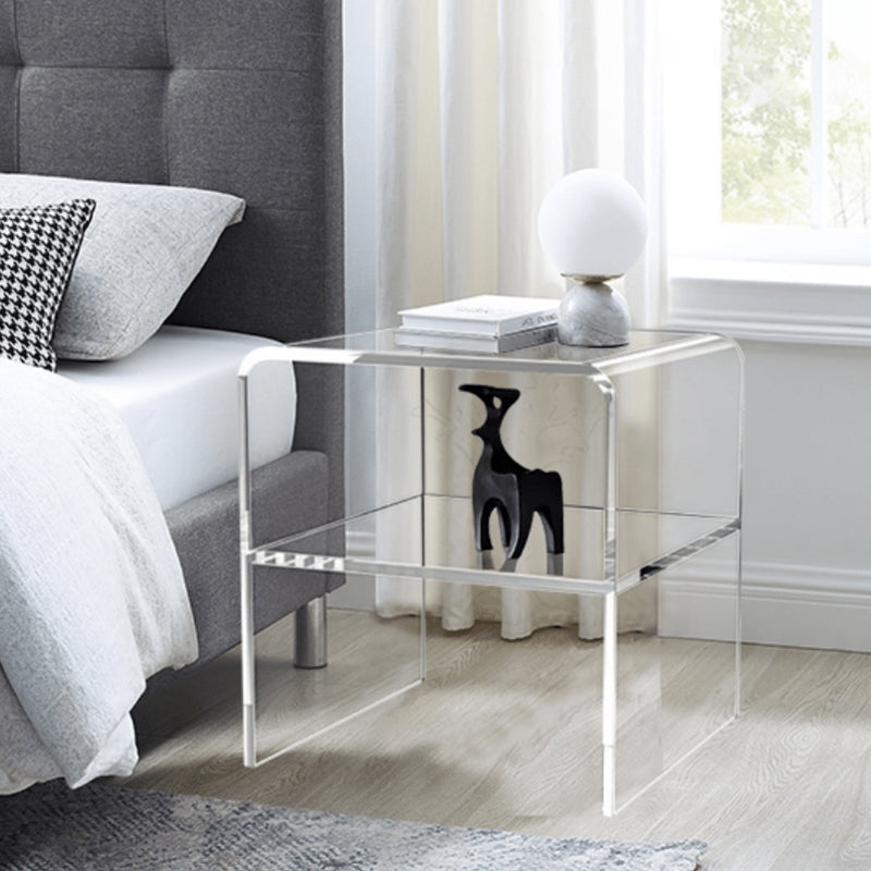 Glam Accent Side Table Acrylic Rectangular Living Room Sofa Side Accent Table