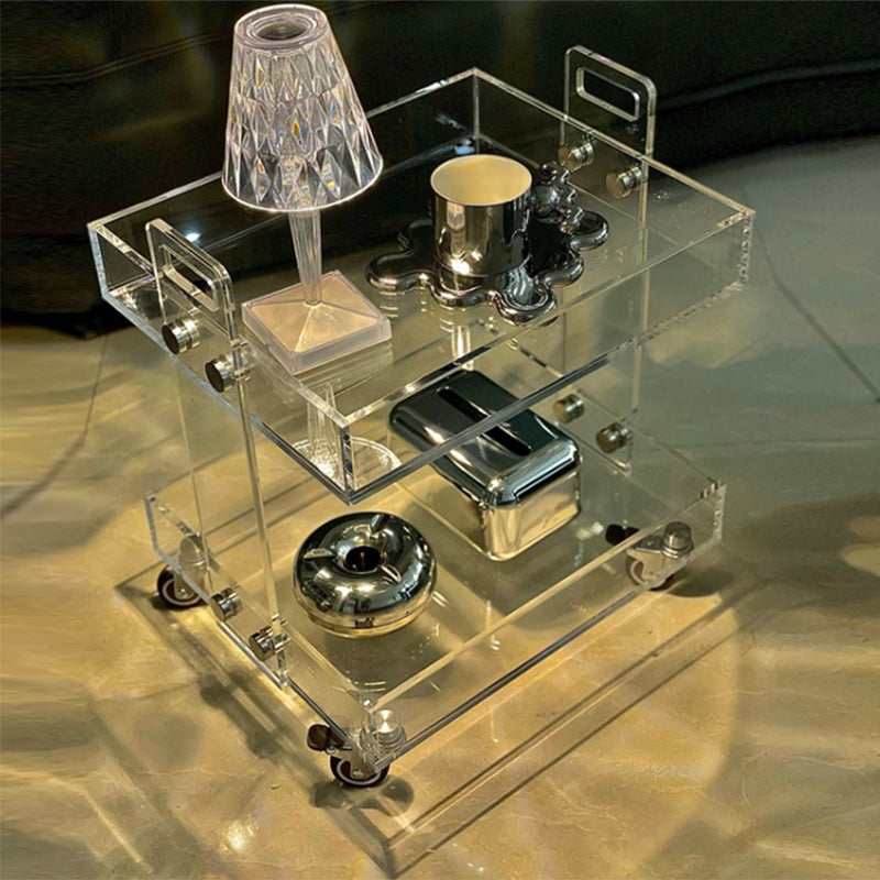 Glam Accent Side Table Acrylic Rectangular Living Room Sofa Side Accent Table