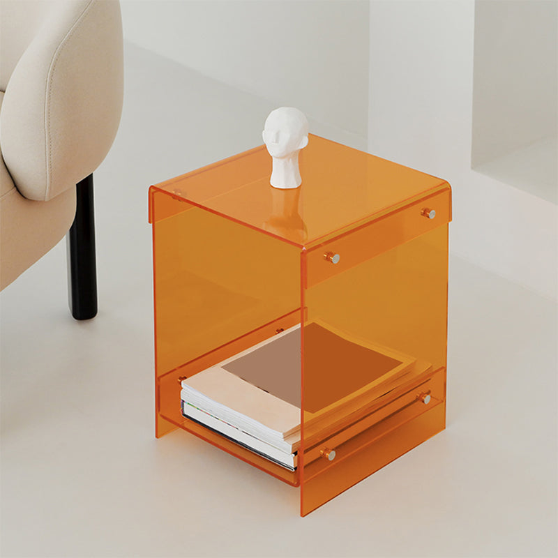 Glam Accent Side Table Acrylic Rectangular Living Room Sofa Side Accent Table