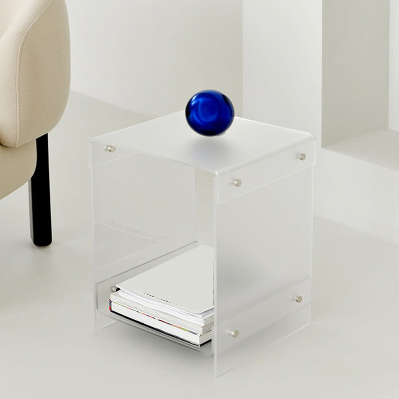 Glam Accent Side Table Acrylic Rectangular Living Room Sofa Side Accent Table