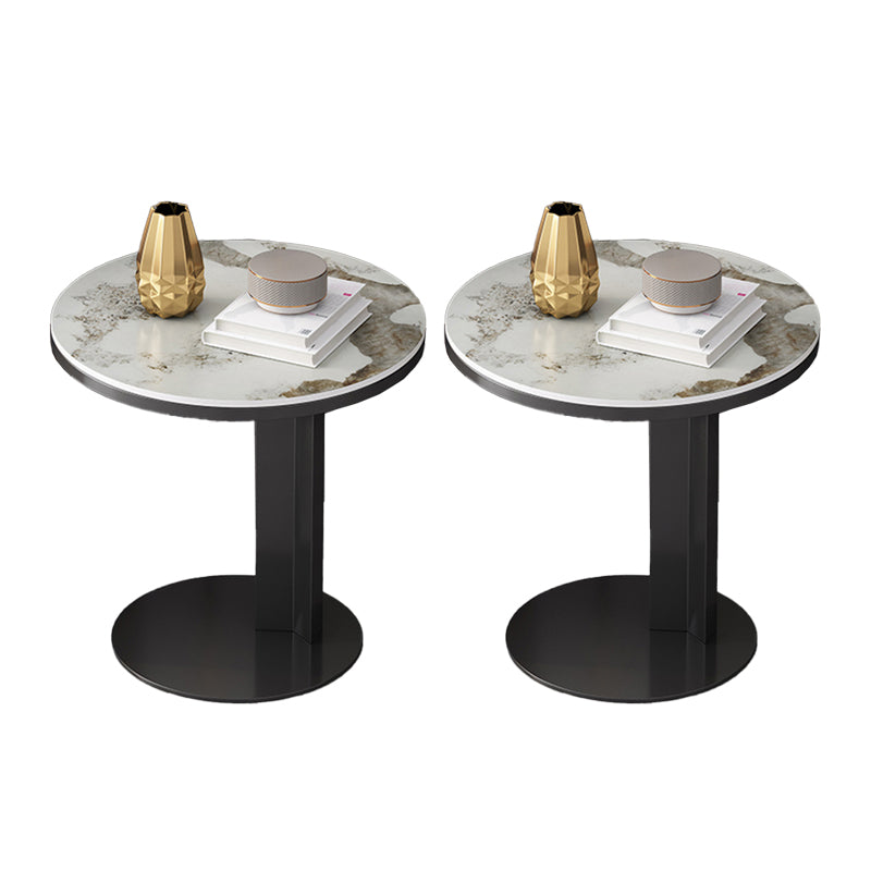 Rustic Sofa Side Accent Table Metal Pedestal Round Living Room Corner Table