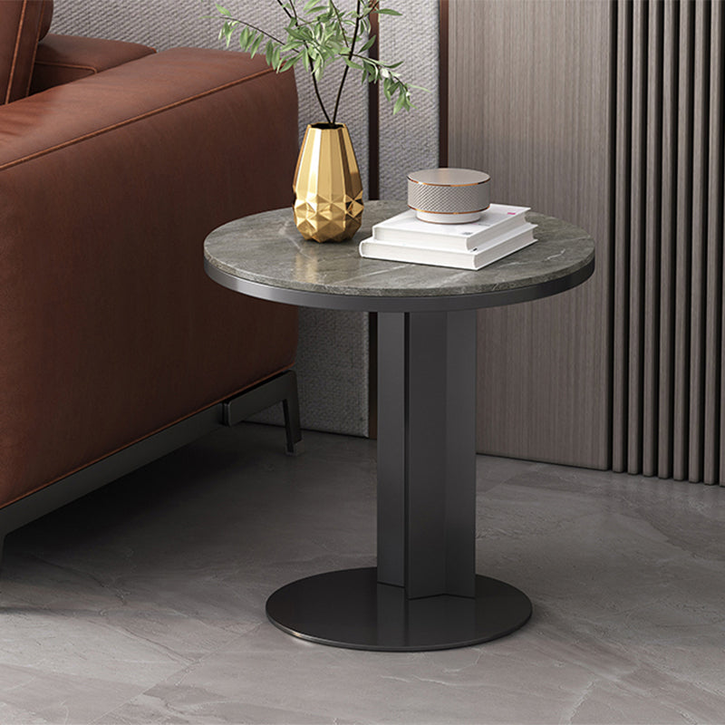 Rustic Sofa Side Accent Table Metal Pedestal Round Living Room Corner Table