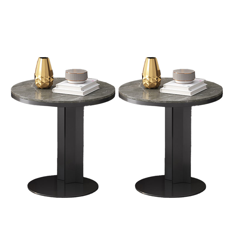 Rustic Sofa Side Accent Table Metal Pedestal Round Living Room Corner Table