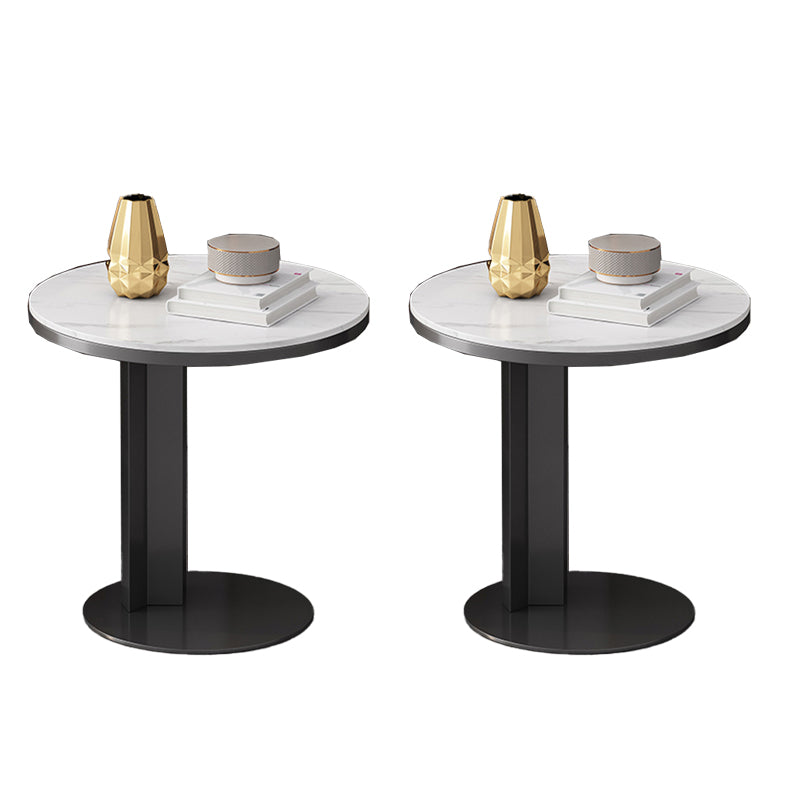 Rustic Sofa Side Accent Table Metal Pedestal Round Living Room Corner Table