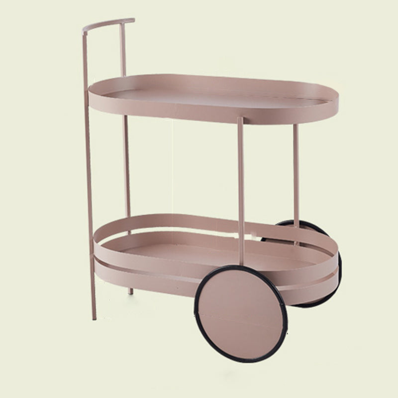 Wheels Accent Side Table with Tray Top in Metal Modern Accent Side Table