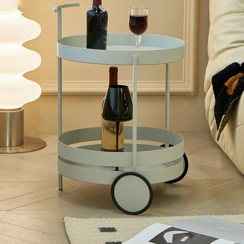 Wheels Accent Side Table with Tray Top in Metal Modern Accent Side Table