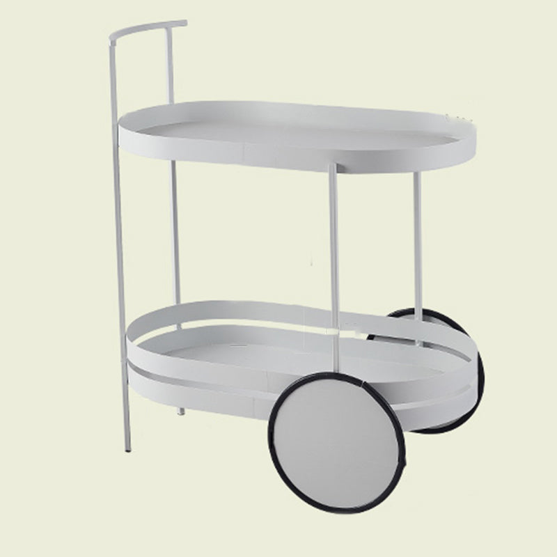 Wheels Accent Side Table with Tray Top in Metal Modern Accent Side Table