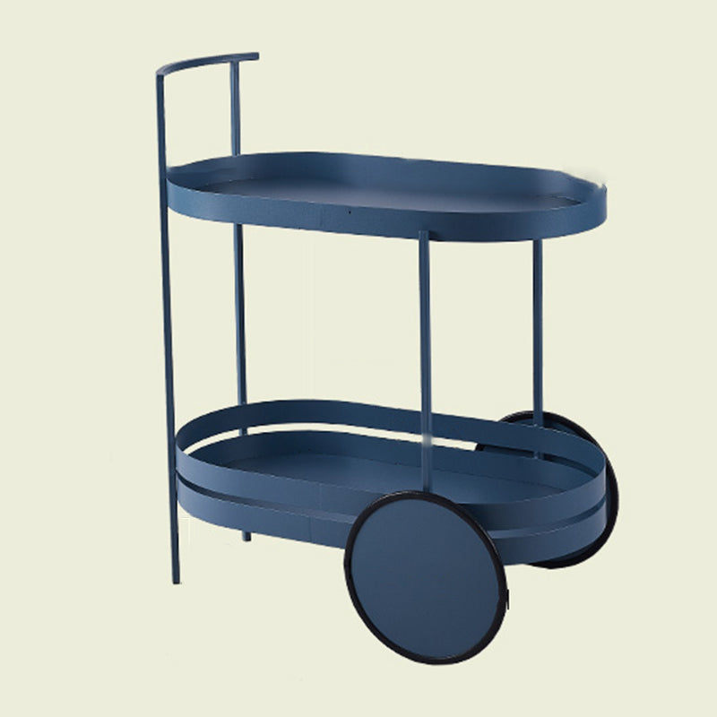 Wheels Accent Side Table with Tray Top in Metal Modern Accent Side Table