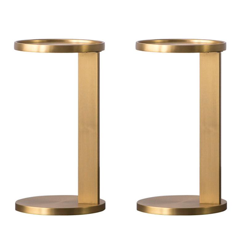 Rustic Accent Side Table Metal Pedestal Round Living Room Corner Table