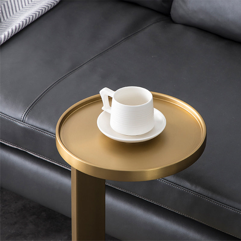 Rustic Accent Side Table Metal Pedestal Round Living Room Corner Table