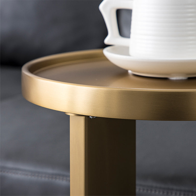 Rustic Accent Side Table Metal Pedestal Round Living Room Corner Table