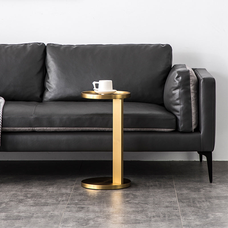 Rustic Accent Side Table Metal Pedestal Round Living Room Corner Table