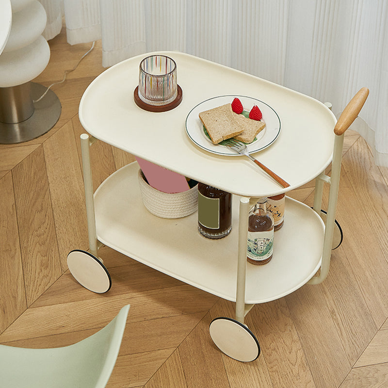 Tray Top Corner Table with Storage and Wheels Accent Side Table