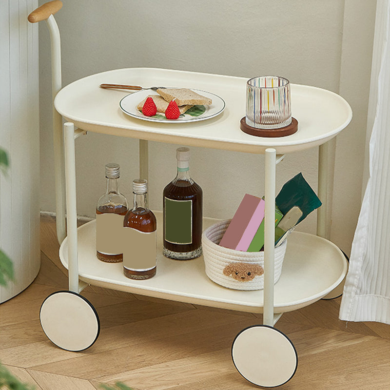Tray Top Corner Table with Storage and Wheels Accent Side Table
