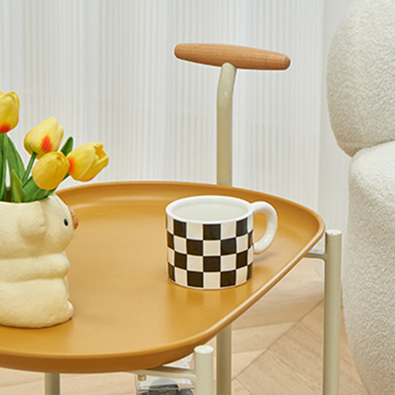 Tray Top Corner Table with Storage and Wheels Accent Side Table
