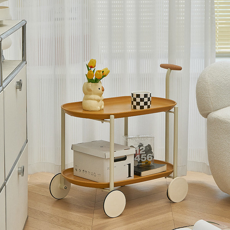 Tray Top Corner Table with Storage and Wheels Accent Side Table