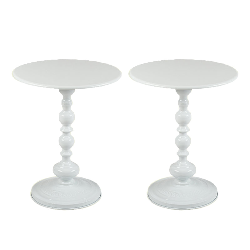 Round Top Pedestal Side Table Contemporary Metal Side End Table