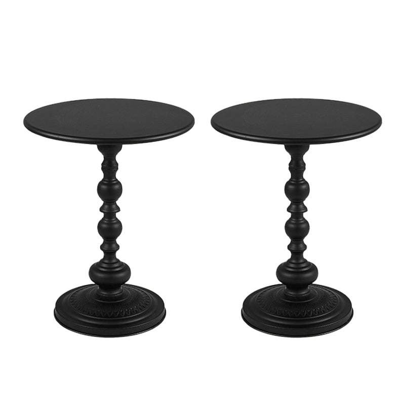 Round Top Pedestal Side Table Contemporary Metal Side End Table