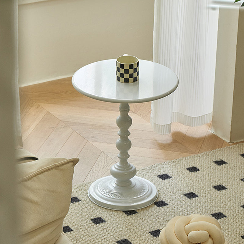 Round Top Pedestal Side Table Contemporary Metal Side End Table
