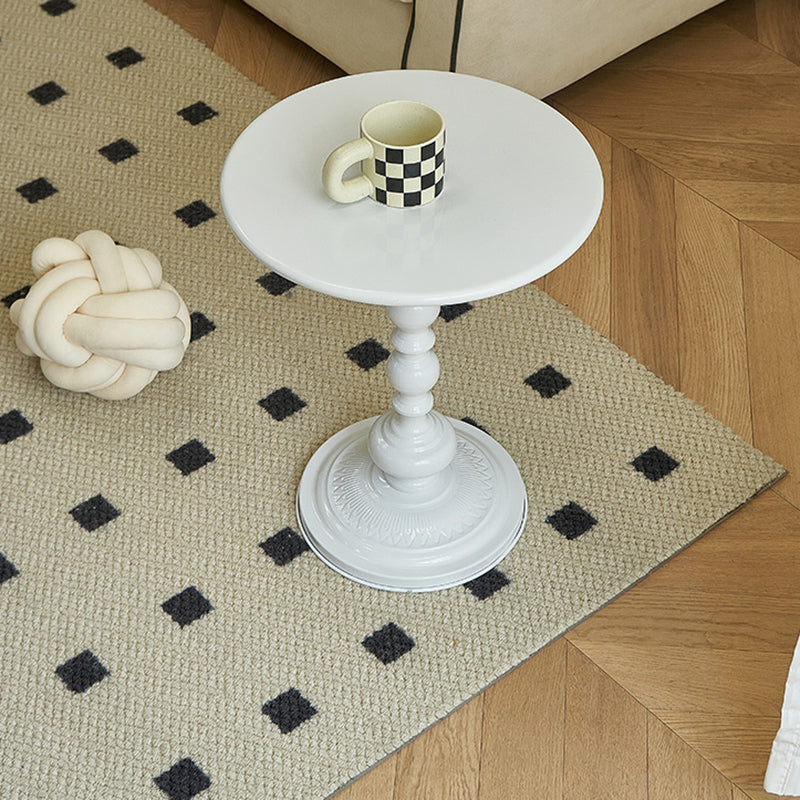 Round Top Pedestal Side Table Contemporary Metal Side End Table