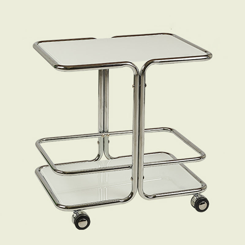 Contemporary Corner Table Double Tier Accent Side Table with Shelf