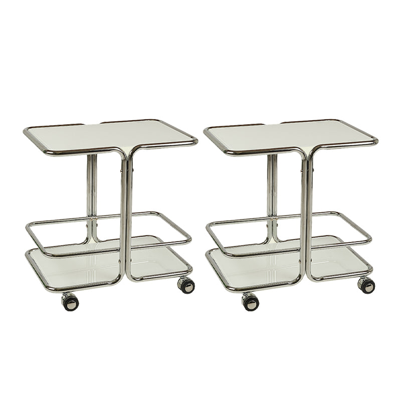 Contemporary Corner Table Double Tier Accent Side Table with Shelf