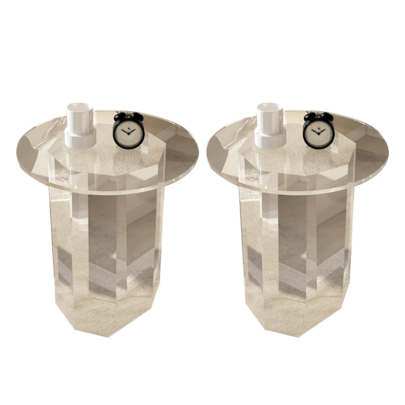 Contemporary Accent Side Table Pedestal Acrylic Round Living Room End Table