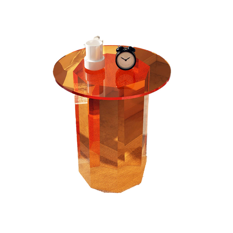 Contemporary Accent Side Table Pedestal Acrylic Round Living Room End Table