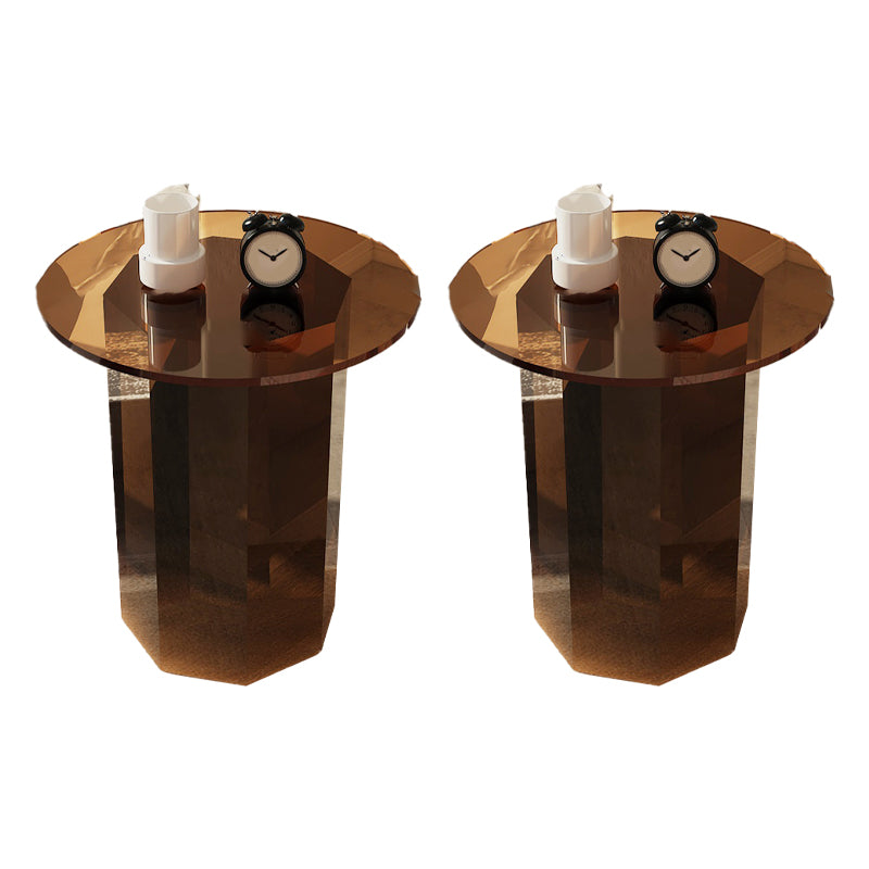 Contemporary Accent Side Table Pedestal Acrylic Round Living Room End Table
