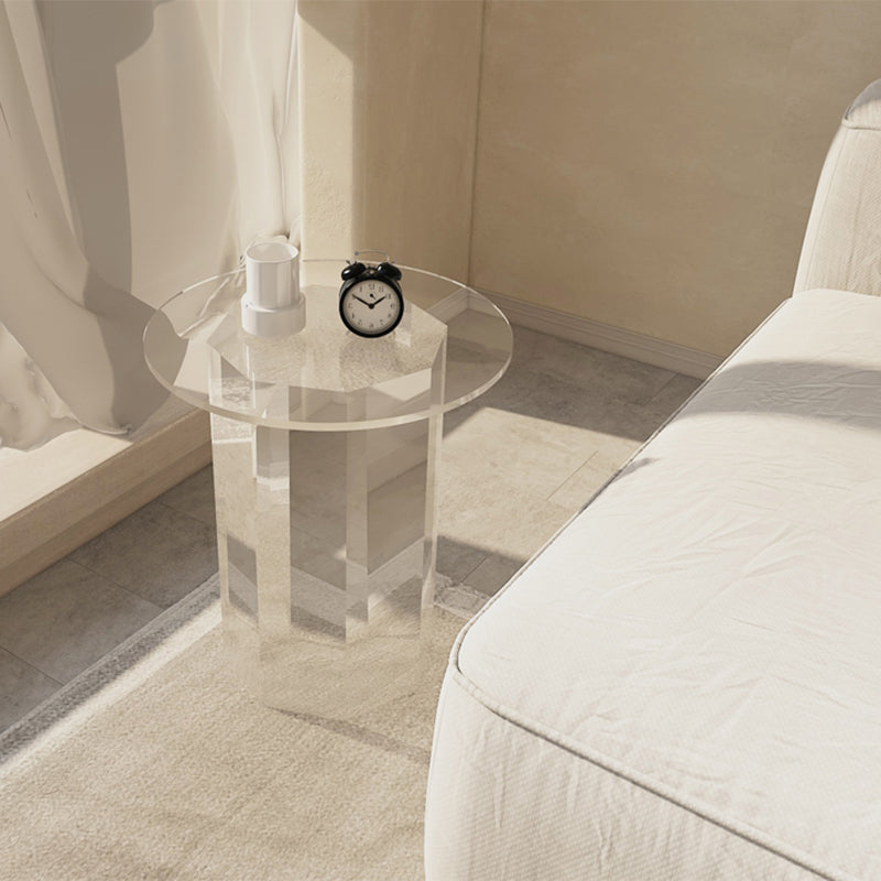 Contemporary Accent Side Table Pedestal Acrylic Round Living Room End Table