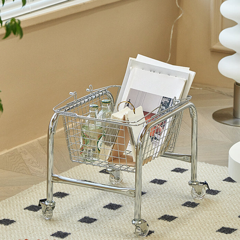 Moveable Side End Table in Metal  with Wheels 4 Legs Base Side Table